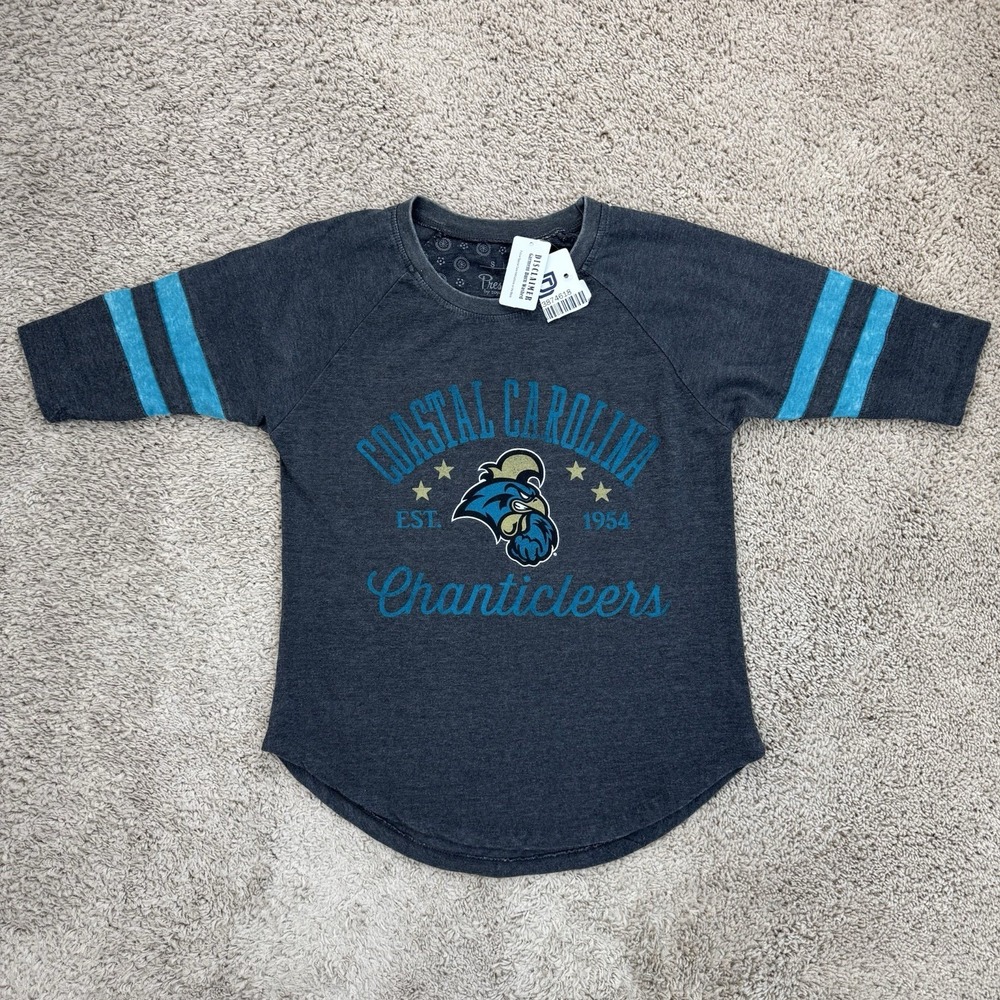 Coastal Carolina Chanticleers Raglan Tee Pressbox‎ Womens S Gray 3/4 Sleeve Top - Picture 3 of 8